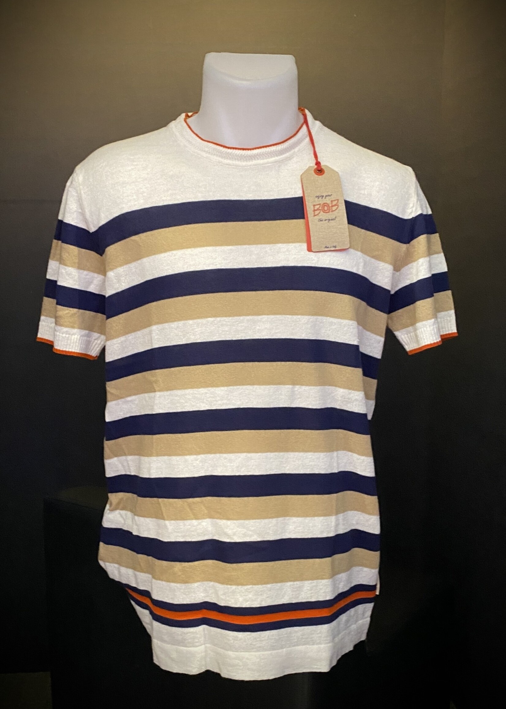 BOB BOB Girocollo Maglieria Rigato Lino Cotone