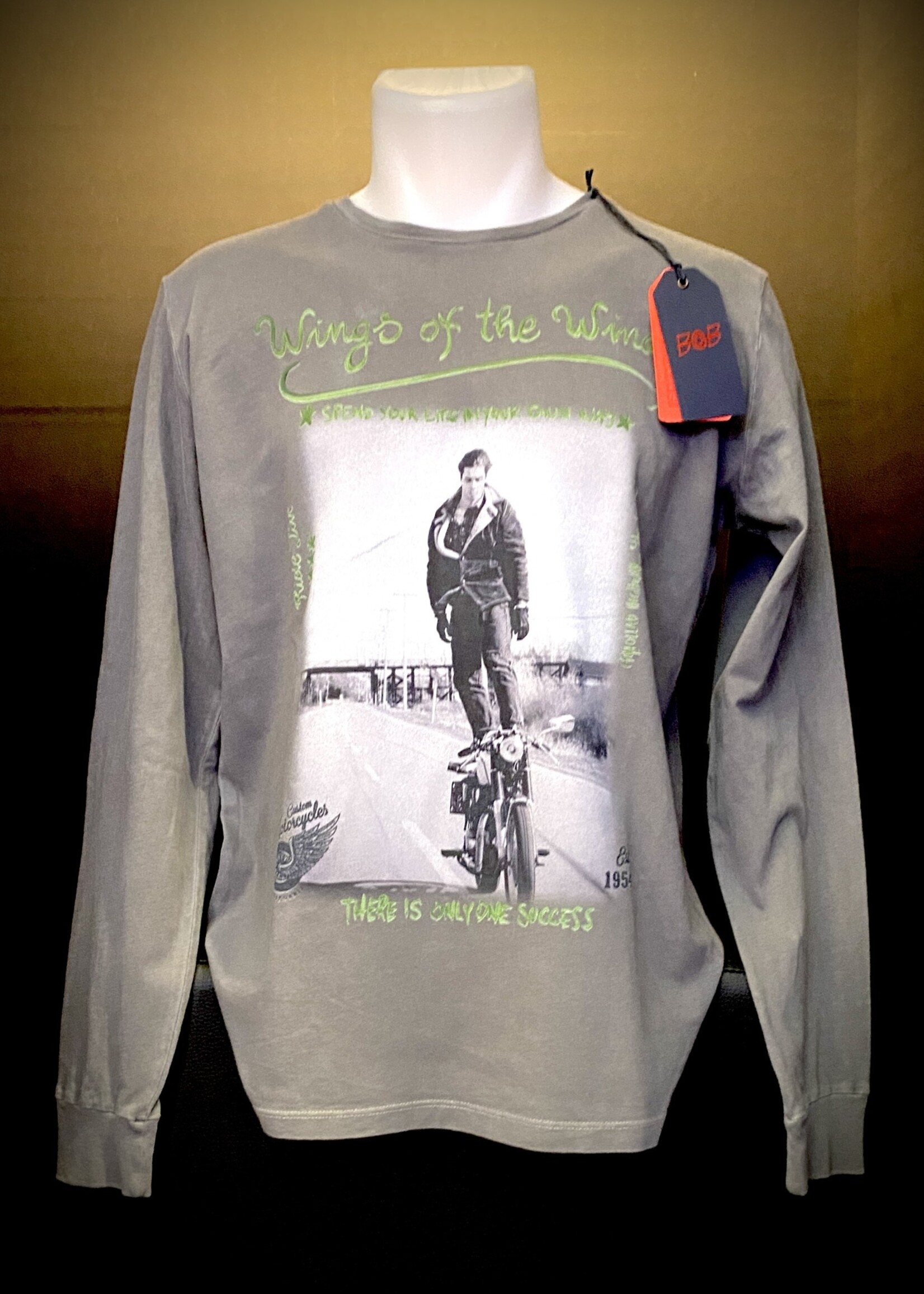BOB BOB T-Shirt Manica Lungfa Stampata Grigio