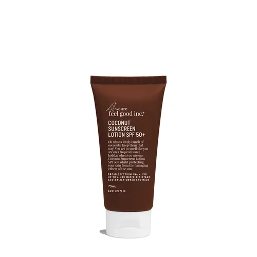 we are feel good inc. Coconut sunscreen lotion broad spectrum spf50+ 75ml we are feel good inc. Coconut sunscreen lotion broad spectrum spf50+ 75ml