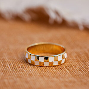 puravida Checkerboard Gold Ring size 7