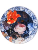 Heinen Delfts Blauw Bord Bloemen van de Gouden Eeuw