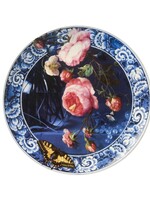 Heinen Delfts Blauw Bord Bloemen Van De Gouden Eeuw