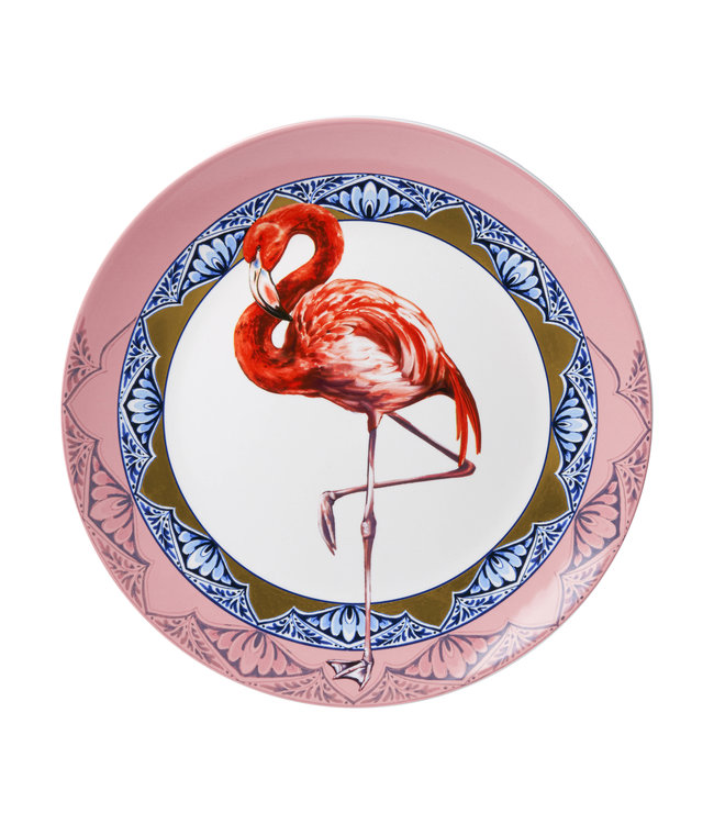 Heinen Delfts Blauw Wandbord Mandala Flamingo