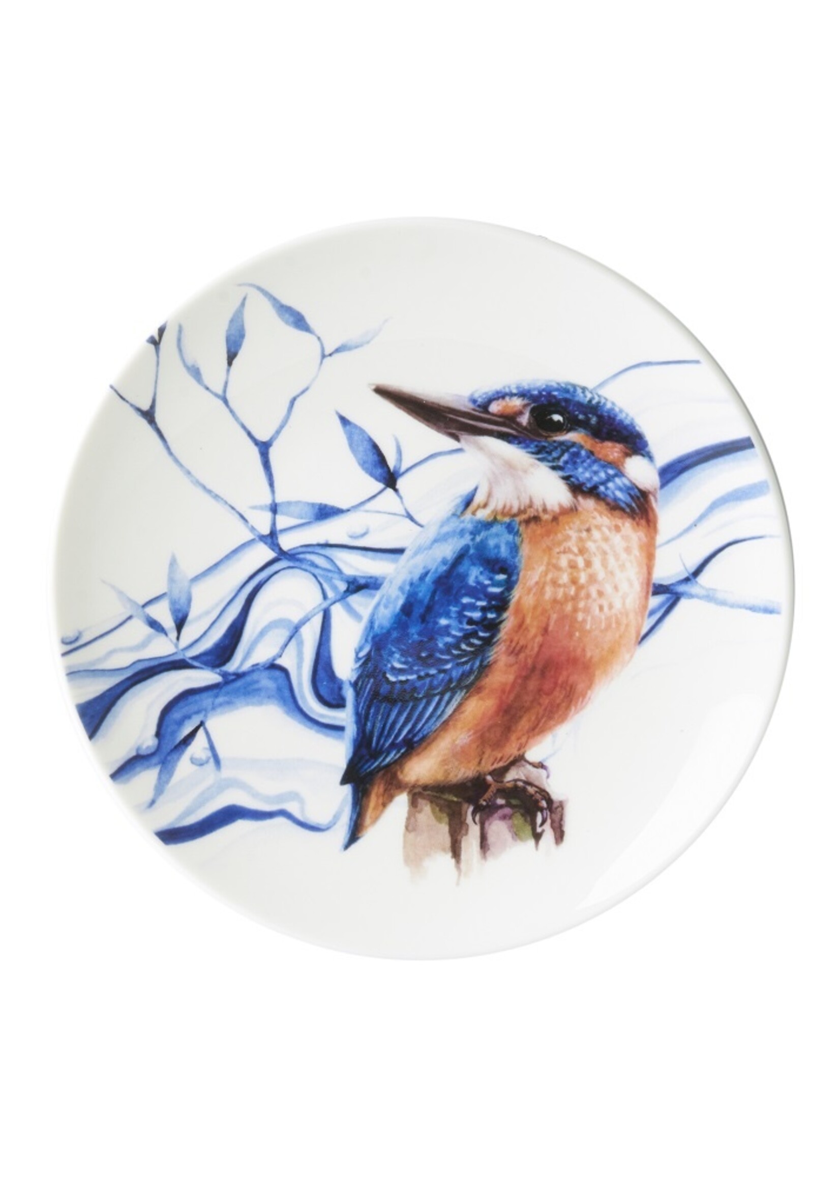 Heinen Delfts Blauw Bord IJsvogel
