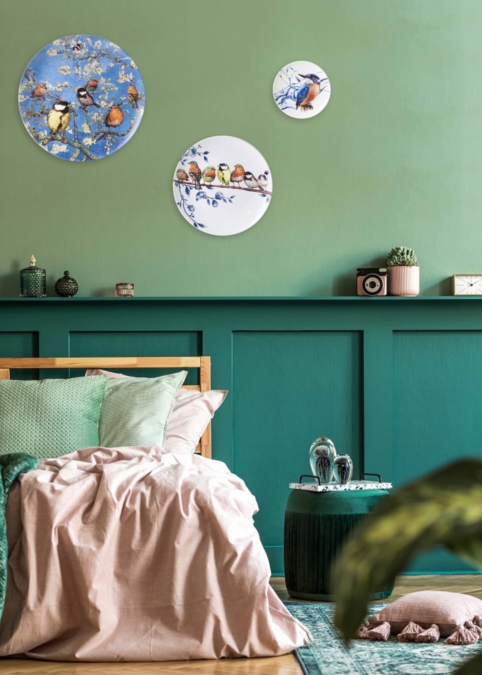 Heinen Delfts Blauw Bord IJsvogel