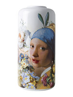 Heinen Delfts Blauw Cilinder Vaas Meisje met de Parel Pastel