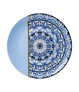 Heinen Delfts Blauw Wandbord Mandala Blauw