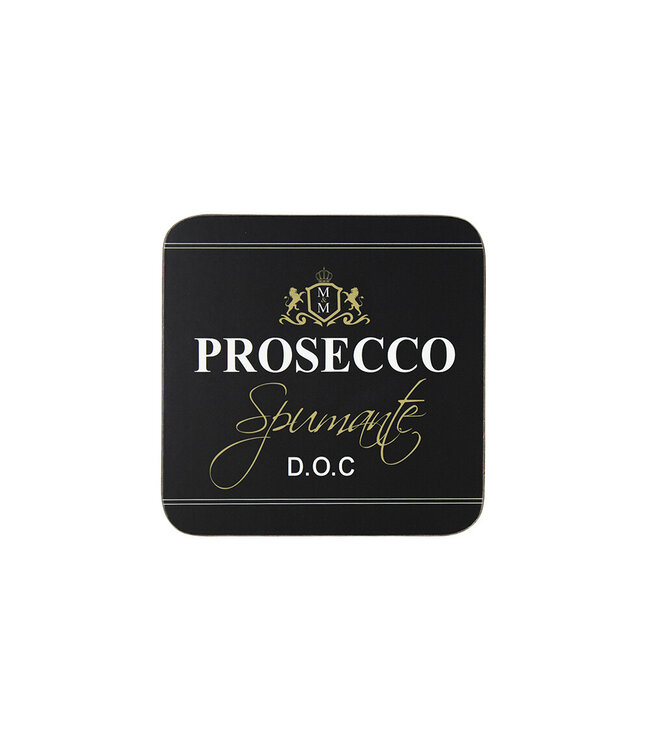 Mars & More Onderzetters Wijn Prosecco Zwart 6 stuks 10 x 10