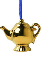 Heinen Delfts Blauw Kerstornament Theepot Goud