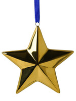 Heinen Delfts Blauw Kerstornament Ster Goud
