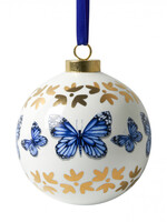 Heinen Delfts Blauw Kerstbal Blauwe Vlinders