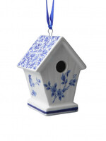 Heinen Delfts Blauw Kersthanger Vogelhuisje