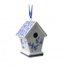 Heinen Delfts Blauw Kersthanger Vogelhuisje