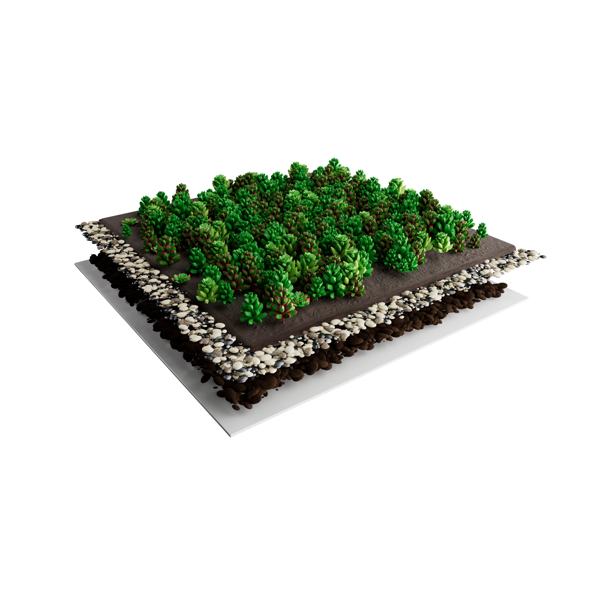 Sedum-Matten | pro m2 | inkl. Schutzvlies, Substrat und Kies