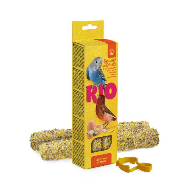 Sticks voor alle soorten vogels met eieren en zeeschelpen, 2x40 g