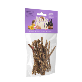 Little One Little One Yummy Gnaw Wood with Flower Leaves and Grasses, 35 g