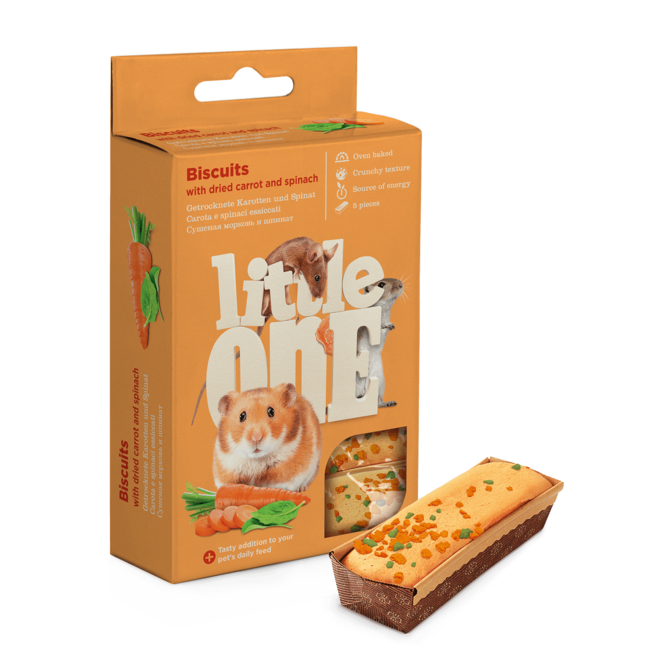 Koekjes Met Gedroogde Wortel En Spinazie Voor Kleine Dieren, 5x7 g