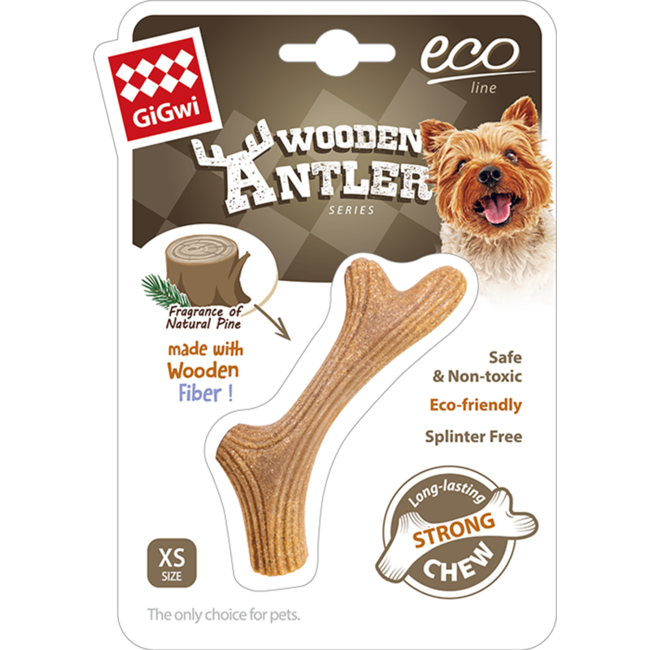 WOODEN ANTLER Chew Toy Natural Wood-XS 10cm