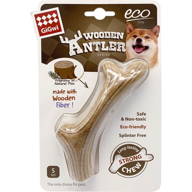 WOODEN ANTLER Chew Toy Natural Wood-S 14cm