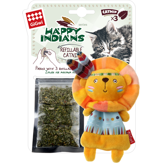 HAPPY INDIANS Refillable Catnip Lion