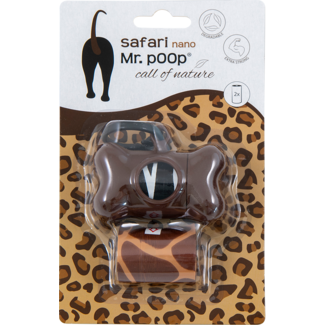 Mr. Poop Mr.POOP SAFARI Nano Houder bruin+2 Rolletjes-Safari motief