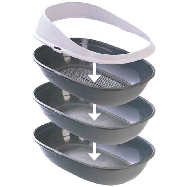 PLASTICS Ella Comfort Kattenbak Grijs-59x39x23cm