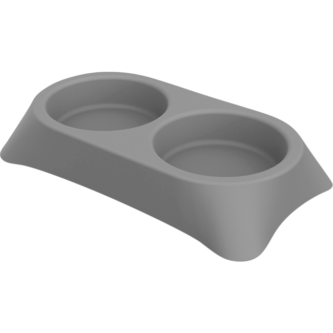 PLASTICS Stella Double Feeding Bowl Gray