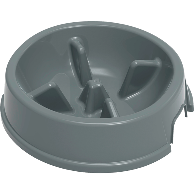 PLASTICS Stella Slow Feed Feeding Bowl Gray
