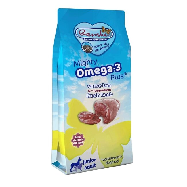 Renske Mighty Omega Plus Junior/Adult Lam&Rijst - Hondenvoer