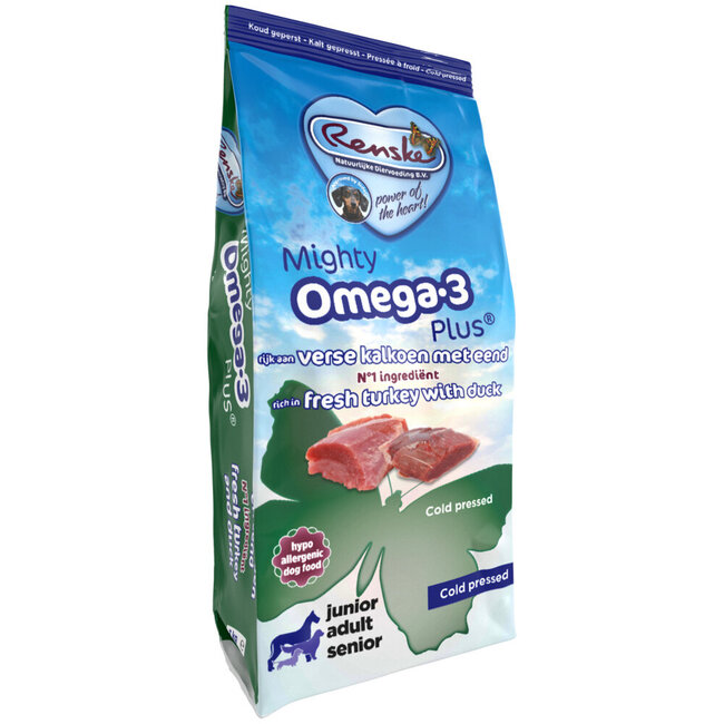 Renske Mighty Omega Plus Adult Geperst Kalkoen&Eend - Hondenvoer