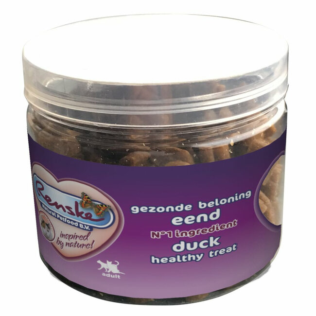 Renske Kat Beloning Hartjes 100 g - Kattensnack - Eend