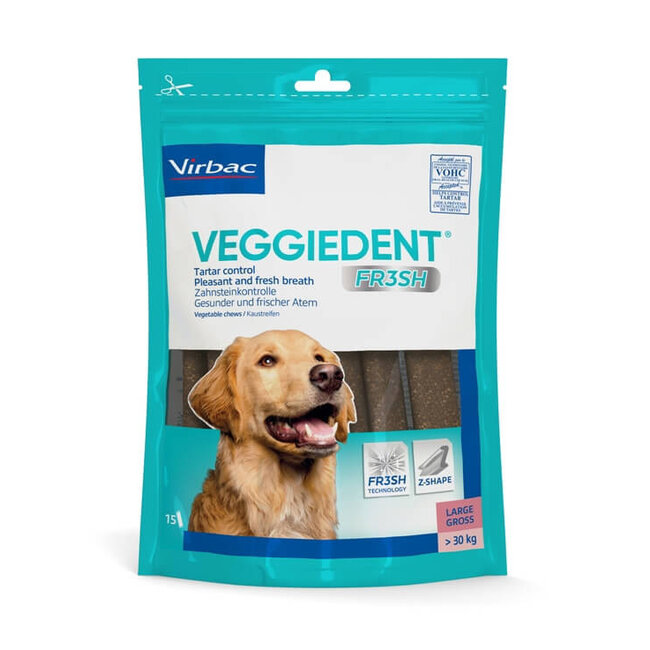 Virbac Veggiedent kauwstrips hond L 30+ kg (15 st.) THT 4-2023