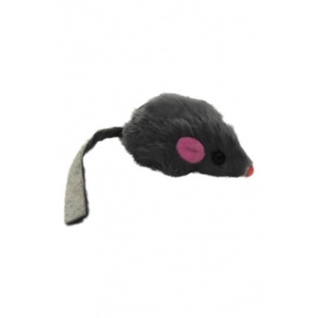 Fur mouse with rattle color gray