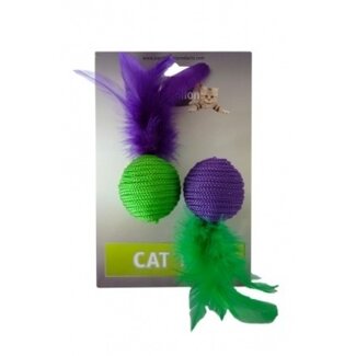 Papillon Pet Products Bal 4 cm met veer op kaart