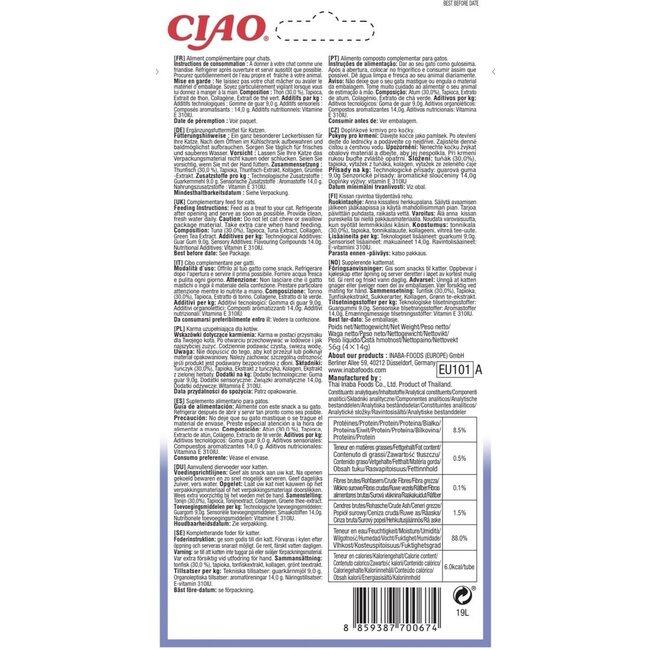 Inaba Churu Purée - Kattensnack - Tonijn 56 g