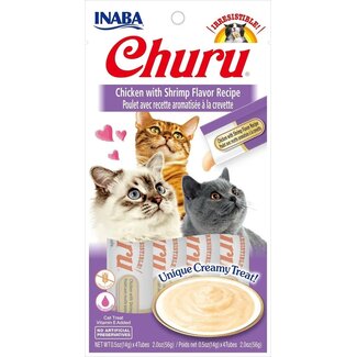Inaba Inaba Churu Purée - Kattensnack - Kip Garnaal 15 g 4 stuks