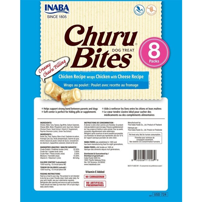 Inaba Bites Dog Chicken Recipe Wraps Chicken With Cheese Recipe - Hondensnacks - 8 x 12 g