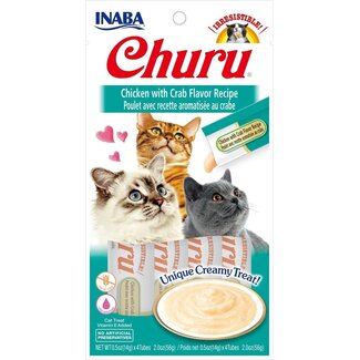 Inaba Inaba Churu Purée - Kattensnack - Kip Krab 15 4 stuks