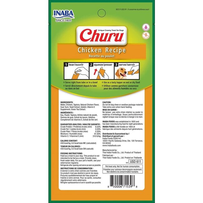 Inaba Churu Dog Chicken Recipe - Hondensnacks - 4 x 14 g