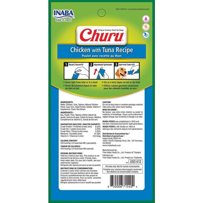 Inaba Churu Dog Chicken With Tuna Recipe