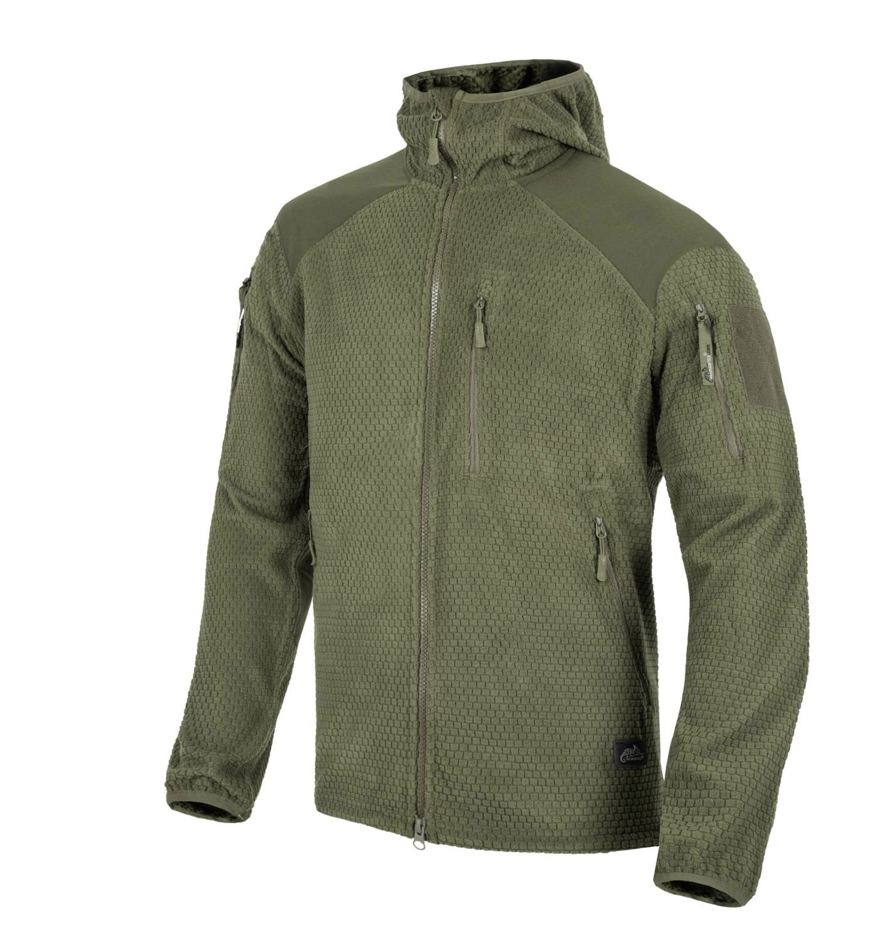 Alpha Hoodie Jacket (Grid Fleece) (Olive Green)