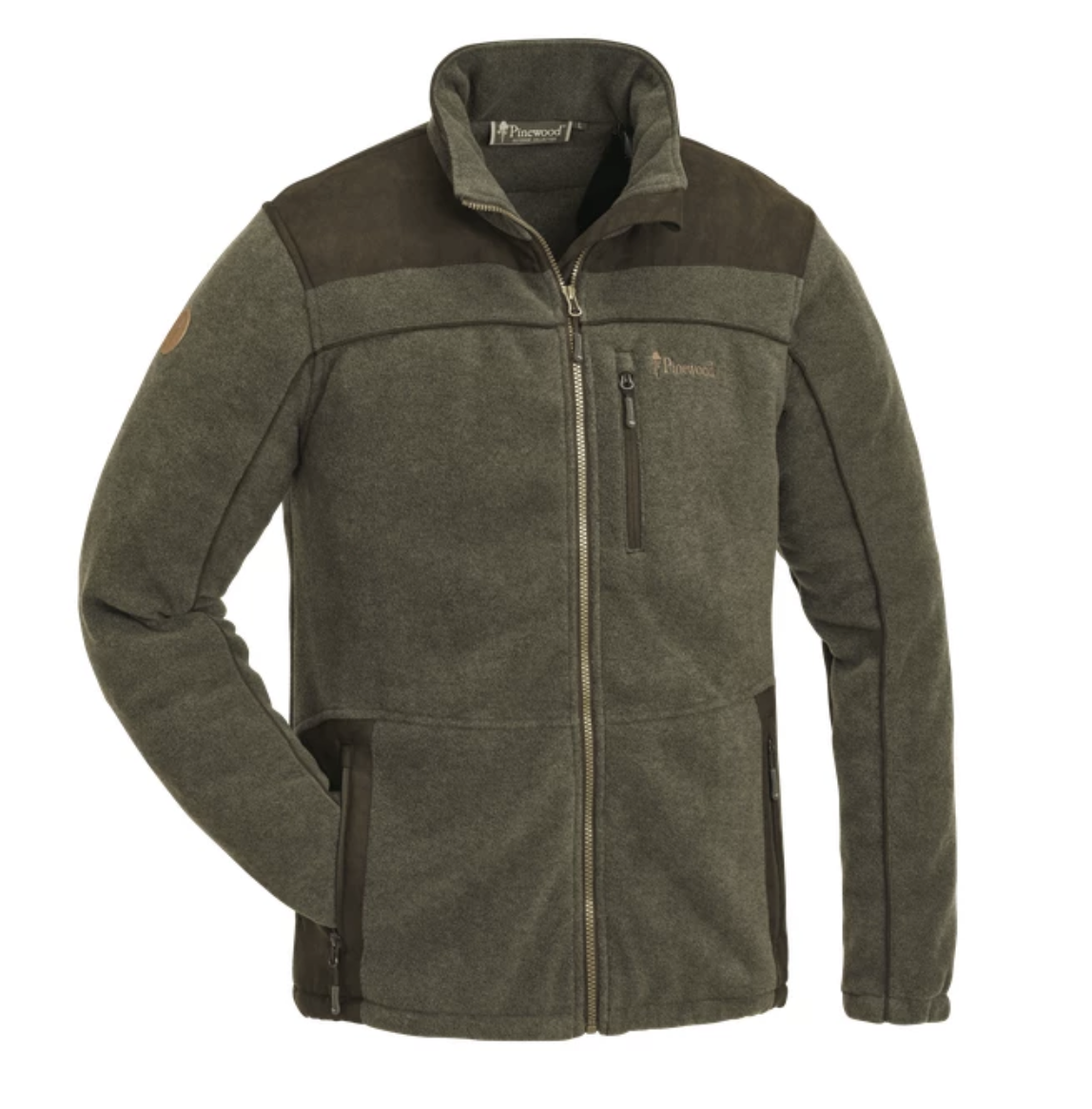 Prestwick Exclusief Fleece Jas (Olijf Melange / Suede Bruin)