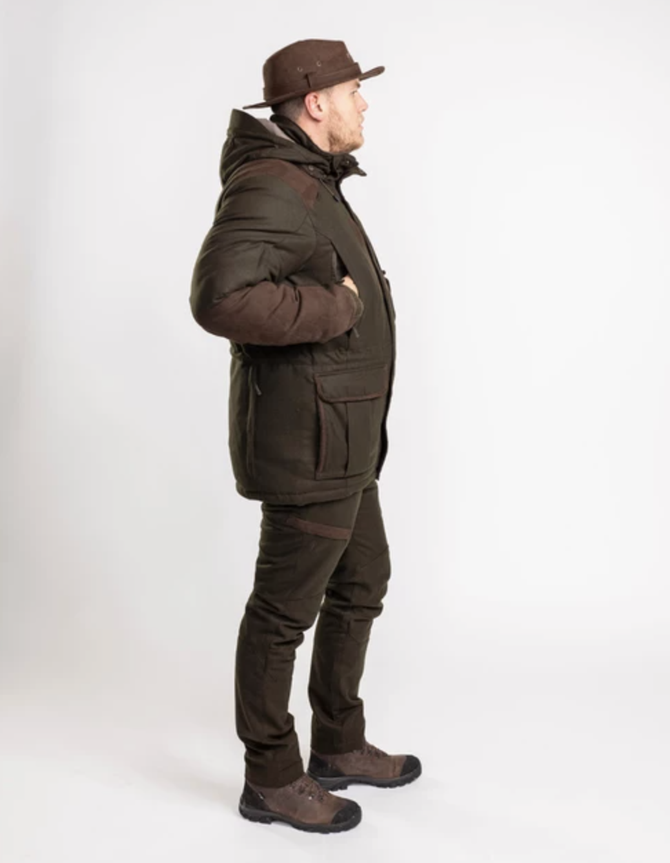 Nydala Wollen Parka (Mosgroen/Suede Bruin)