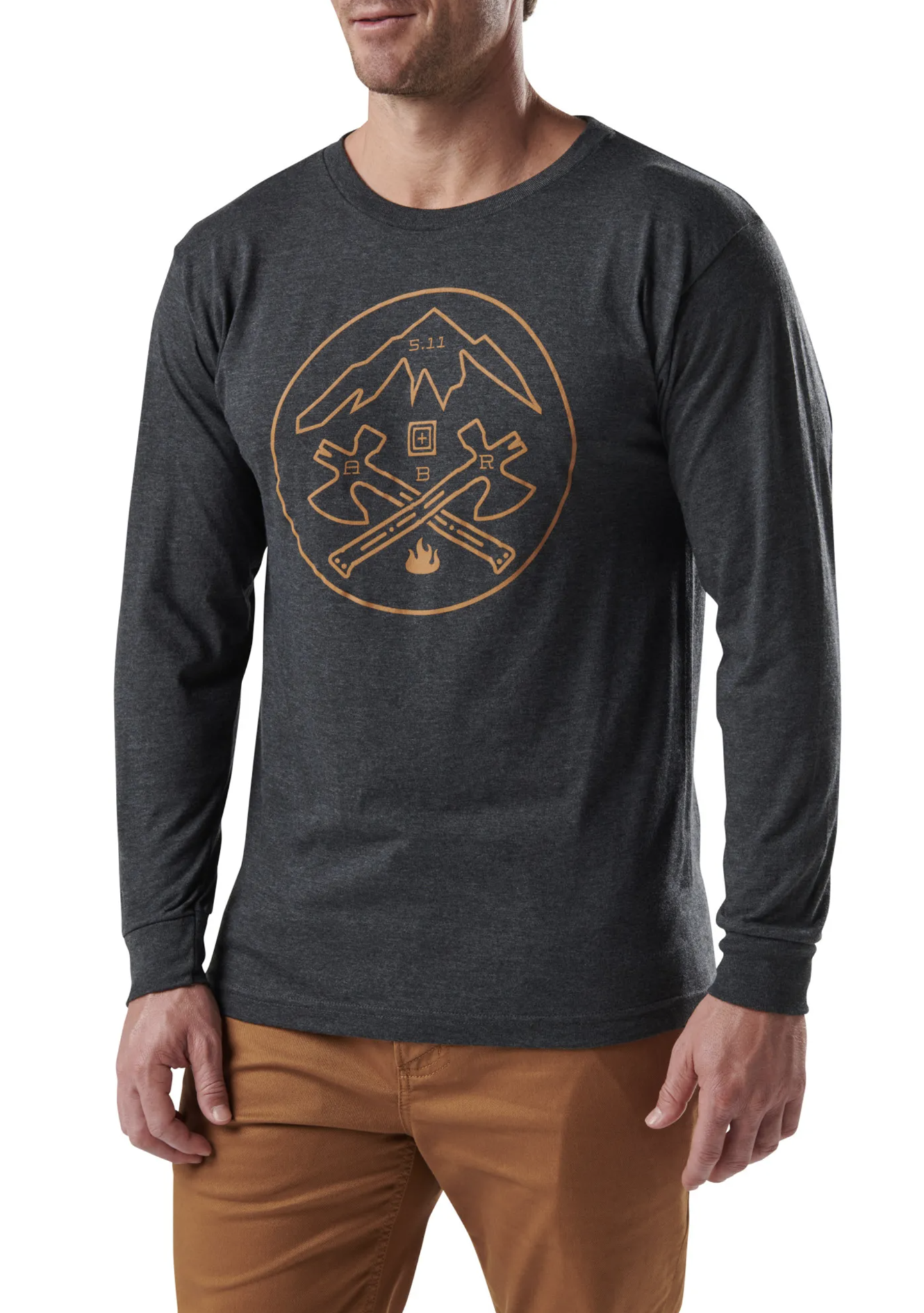 Axe Mountain Long Sleeve T-Shirt (Charcoal Heather)