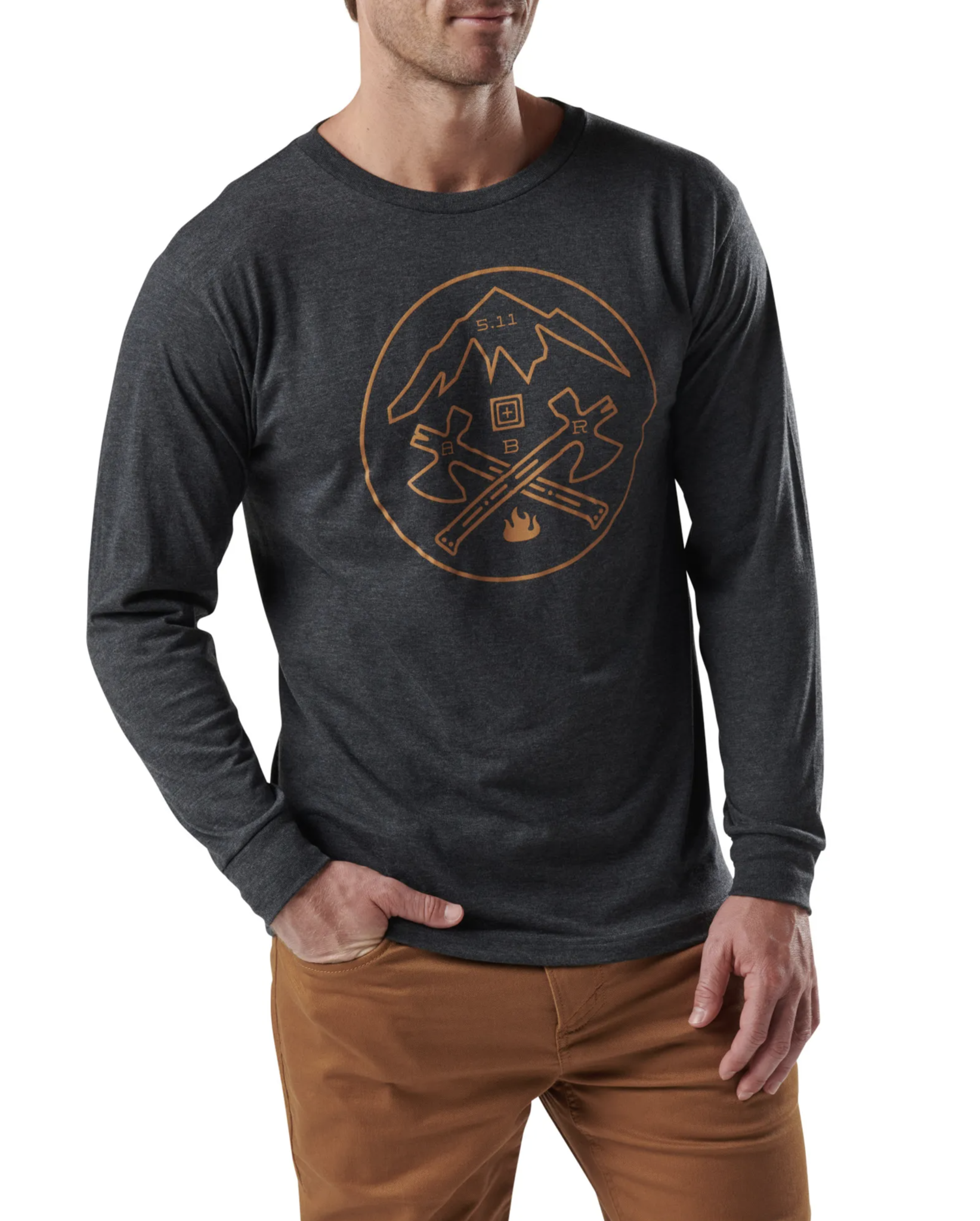 Axe Mountain Long Sleeve T-Shirt (Charcoal Heather)