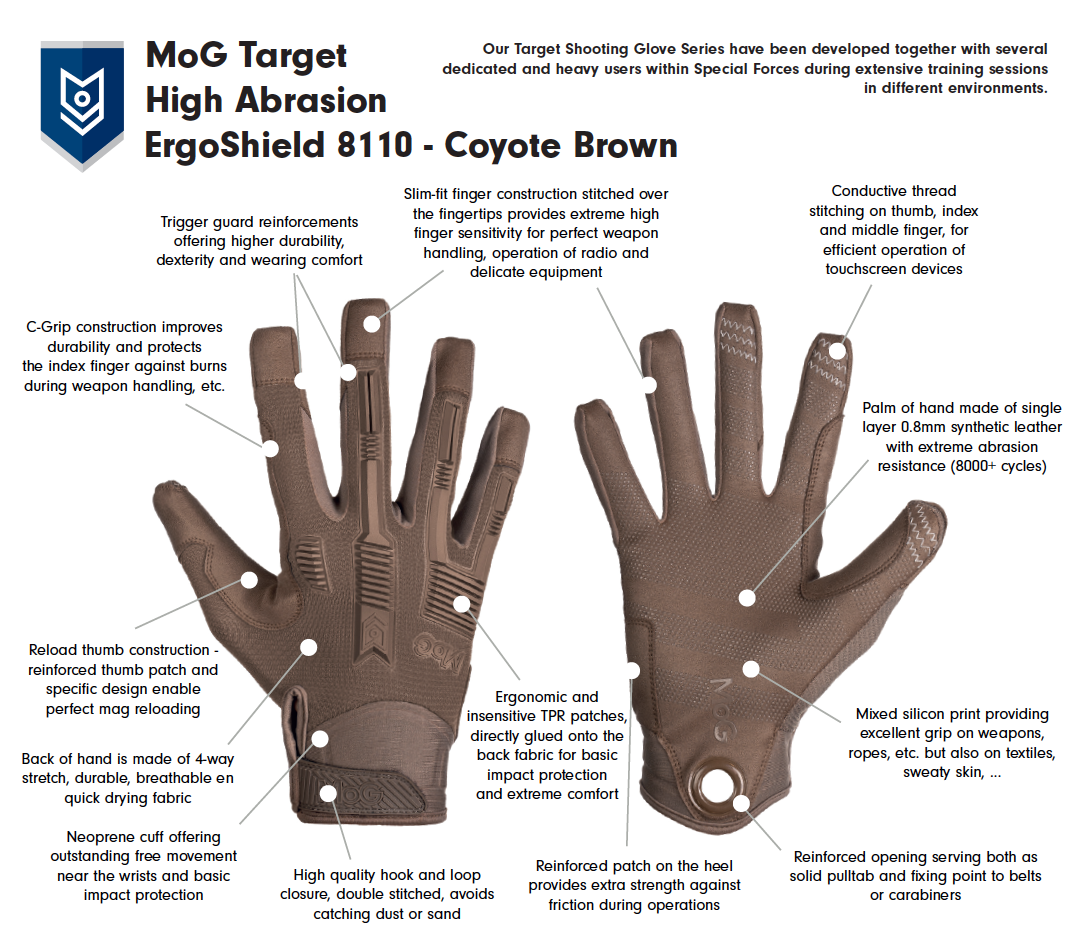 Target 8110 High Abrasion ErgoShield Gloves (Coyote)