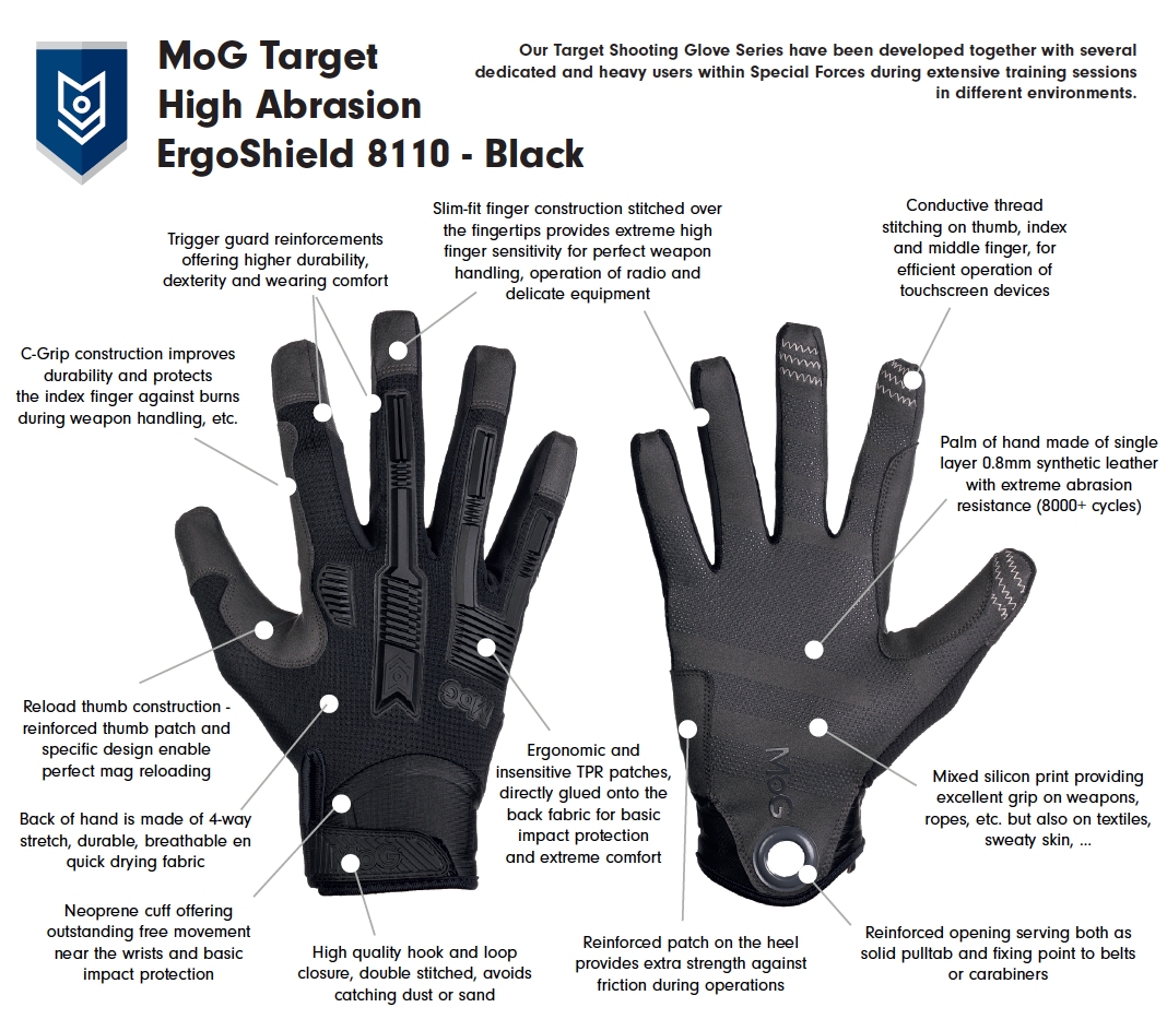 Target 8110 High Abrasion ErgoShield Gloves (Black)