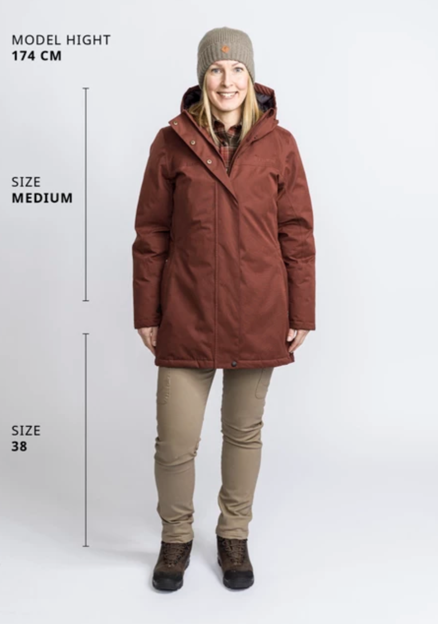 Dames Värnamo Padded Jas (Donker Koper)