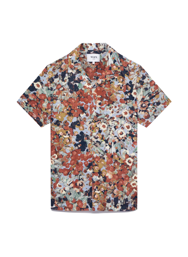 Didcot Shirt Monet Print - Sky Blue/Rust