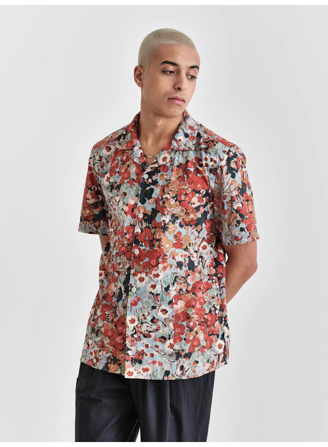 Didcot Shirt Monet Print - Sky Blue/Rust